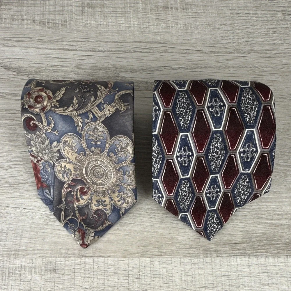 Vintage Silk Tie Lot Pierre Cardin Mallory Church Coffin Baroque Floral Goth USA